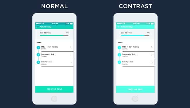 contrast app design