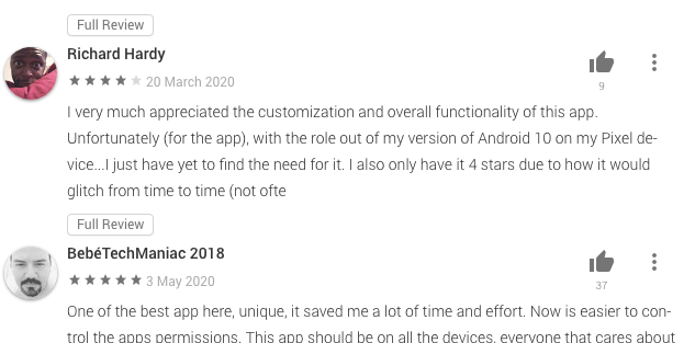 Bouncer App User Review on Google Play Store