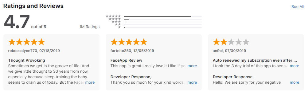 FaceApp app user review