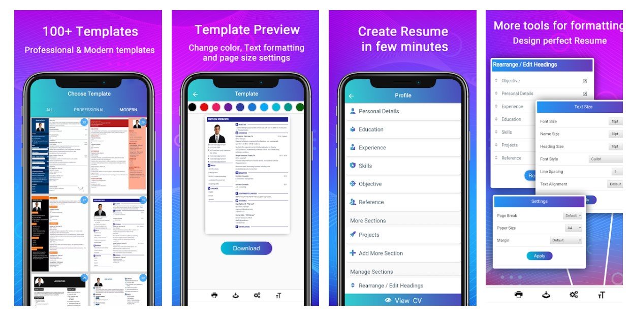 resume builder linkedin app